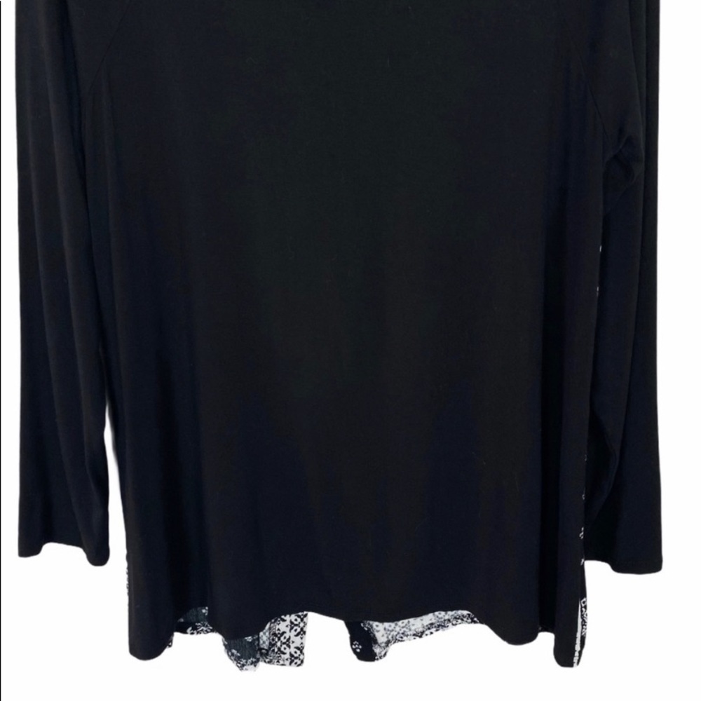 Ava James Black Blouse Patterned Button Down Back… - image 6
